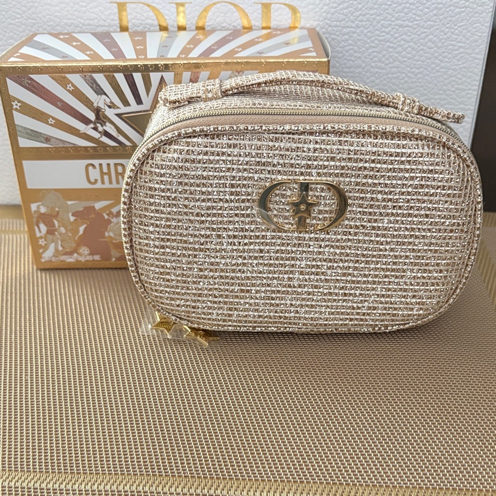 Dior Gold Textured Cosmetic Bag